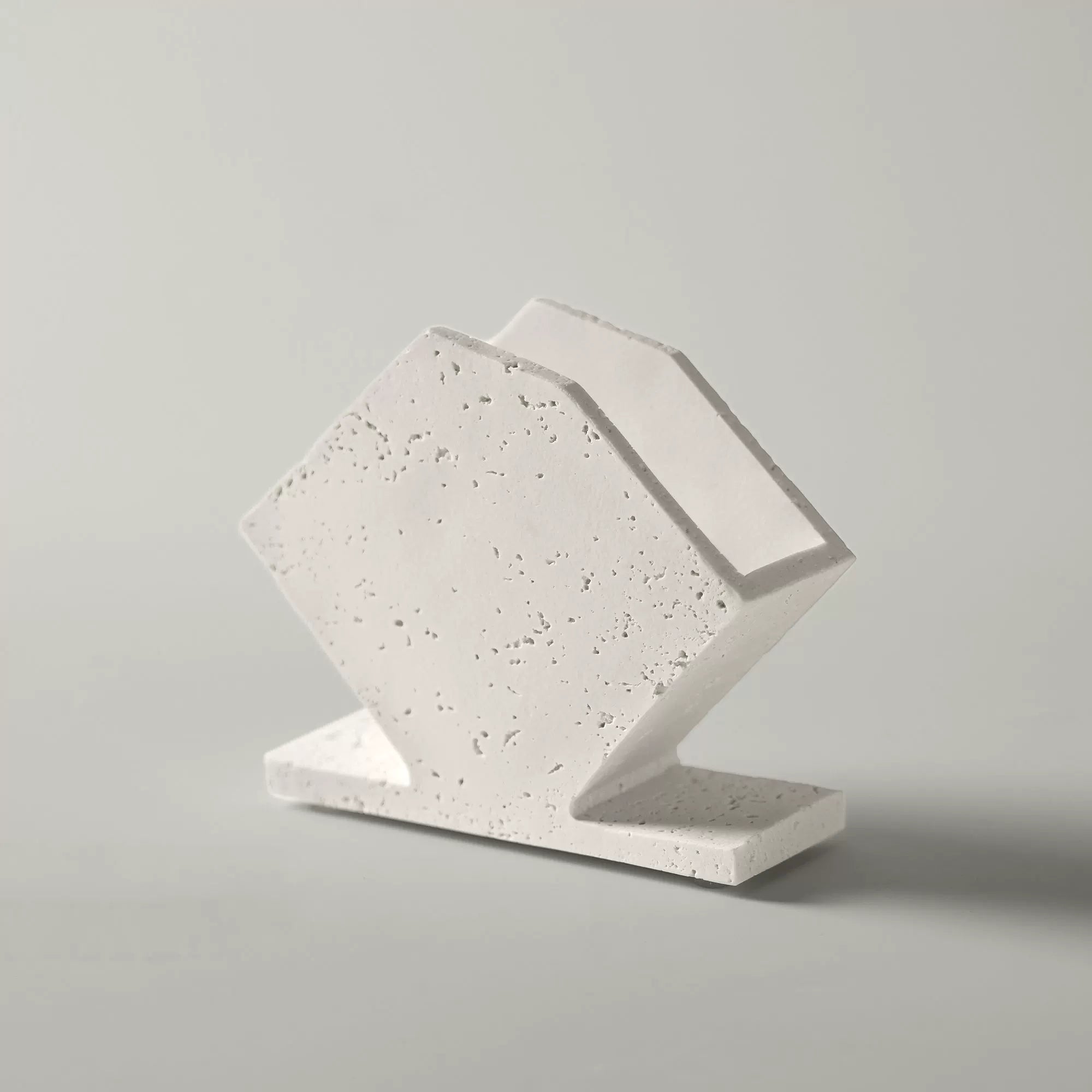 Architectural Geometric Ceramic Napkin Holder | Speckled Stone Texture Stand