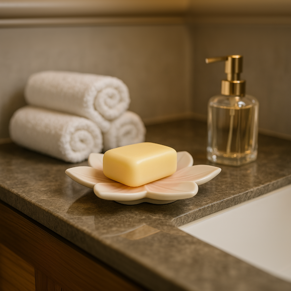 Porte-savon en céramique Sakura rosé | Plateau à bijoux fleur rose