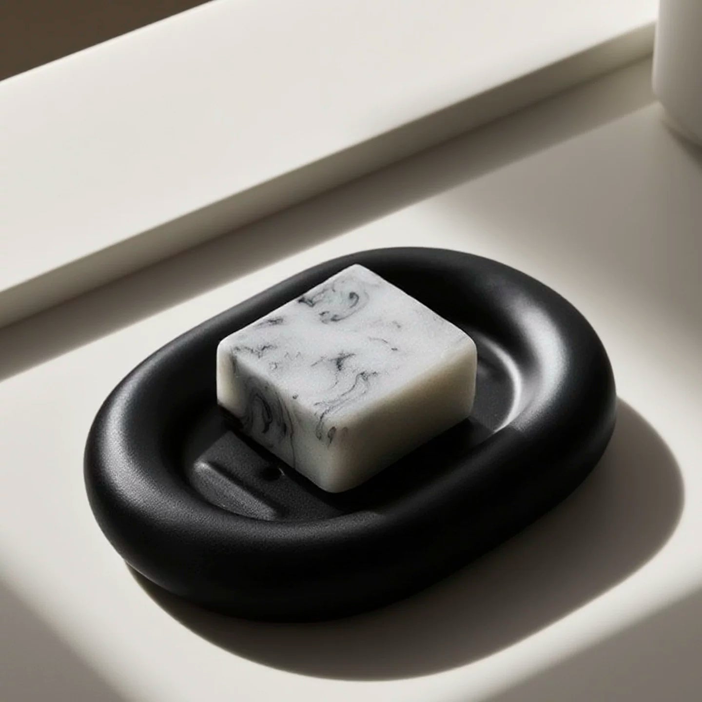 Sculptural Rounded Ceramic Soap Dish | Architectural Bath Decor
