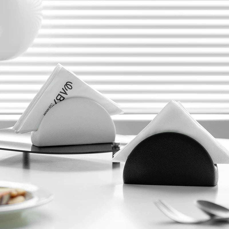 Minimalist Speckled Ceramic Napkin Holder | Sculptural Semi-Circle Stand