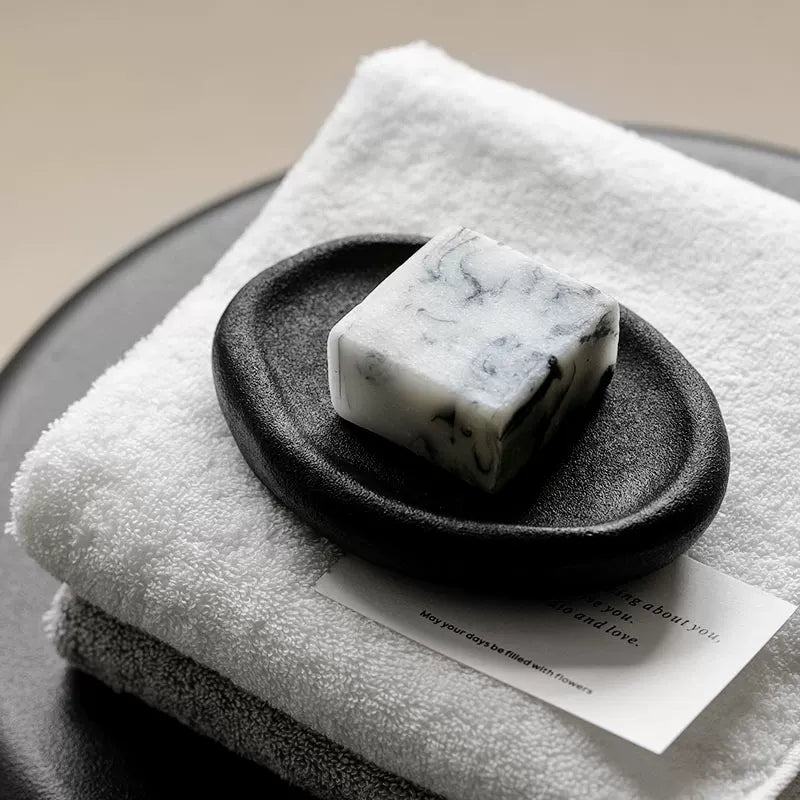 Organic Pebble Ceramic Soap Vessel | Sculptural Minimalist Decor