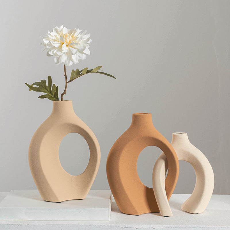 Sculptural Ceramic Vase Duo | Modern Entryway & Table Decor