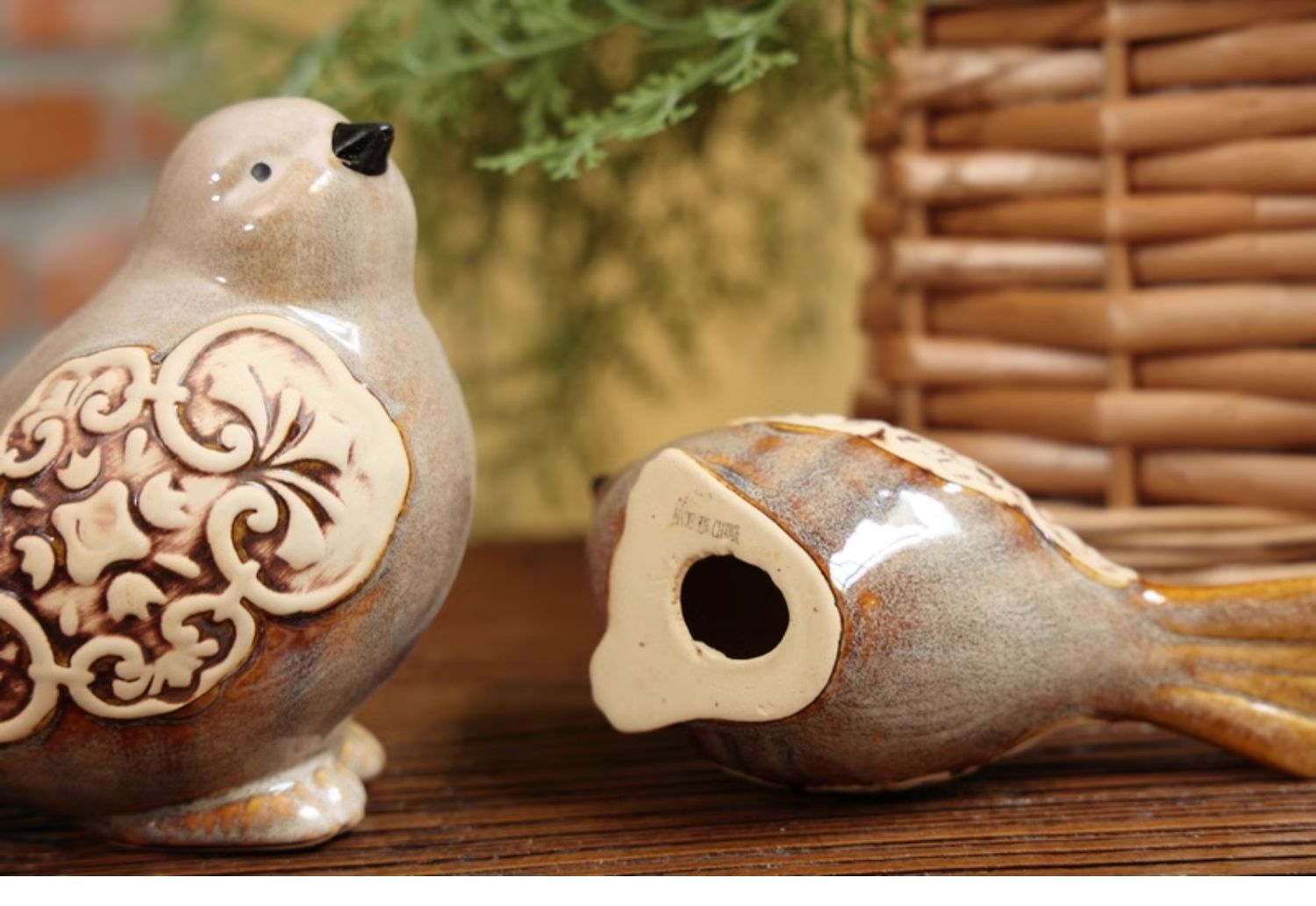 Vintage Farmhouse Ceramic Bird Figurines(Set of 2)
