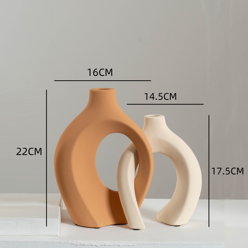 Sculptural Ceramic Vase Duo | Modern Entryway & Table Decor