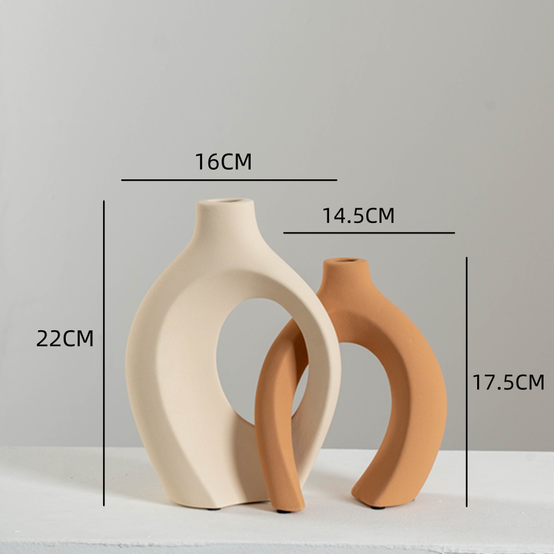 Sculptural Ceramic Vase Duo | Modern Entryway & Table Decor