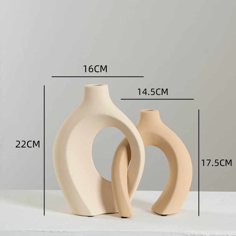 Sculptural Ceramic Vase Duo | Modern Entryway & Table Decor