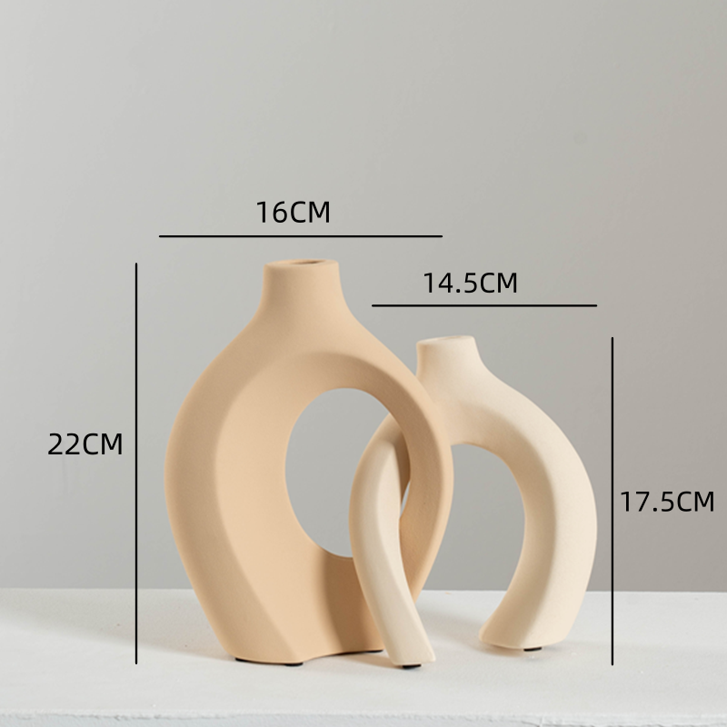 Sculptural Ceramic Vase Duo | Modern Entryway & Table Decor