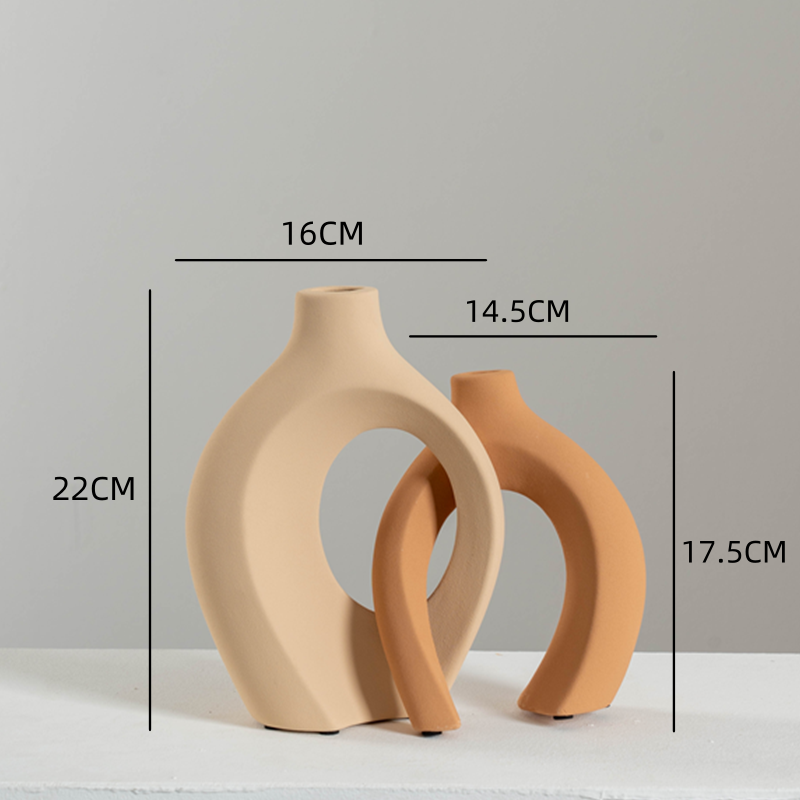 Sculptural Ceramic Vase Duo | Modern Entryway & Table Decor