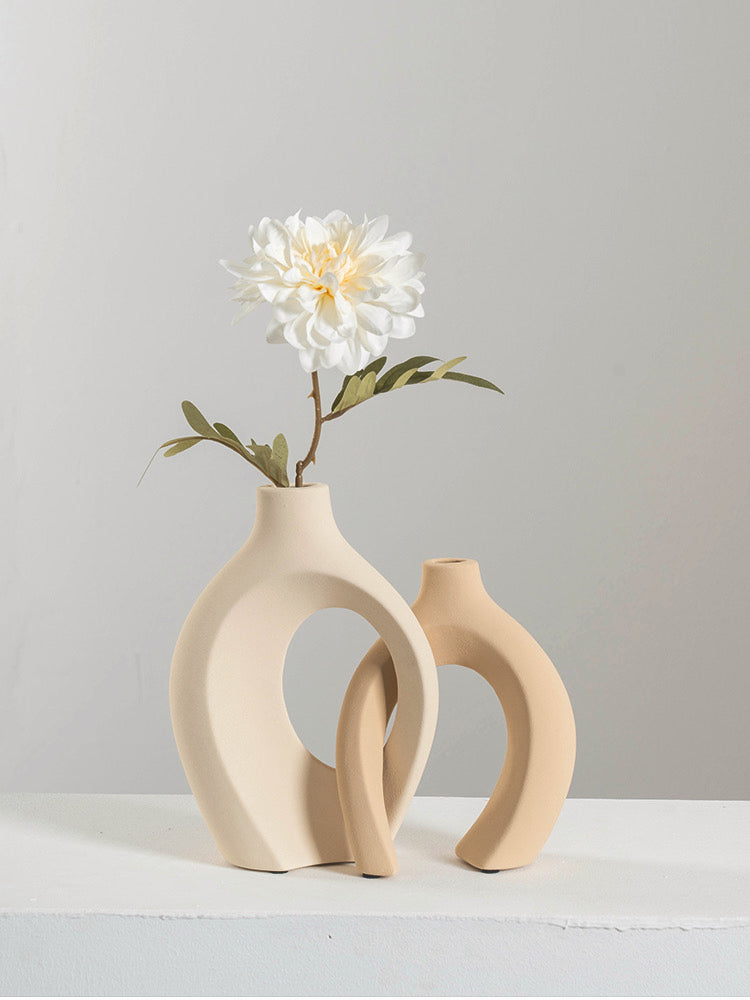Sculptural Ceramic Vase Duo | Modern Entryway & Table Decor