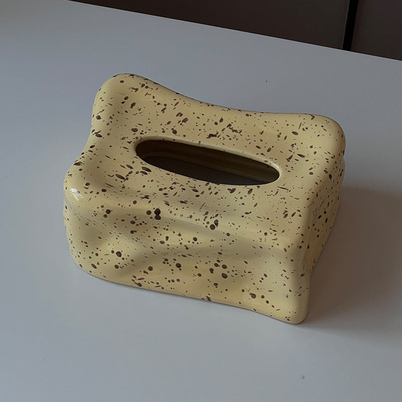 Wavy Splatter Tissue Box Cover | Retro 70s Ceramic Decor