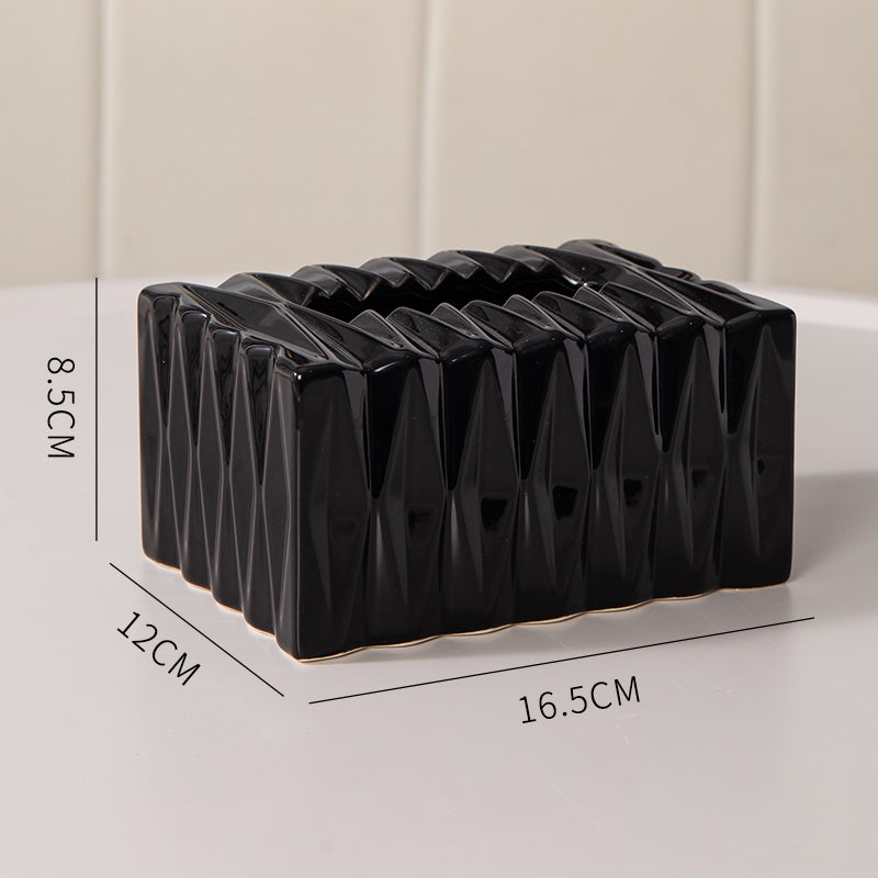 Faceted Geometric Tissue Box | Modern Prism Decor