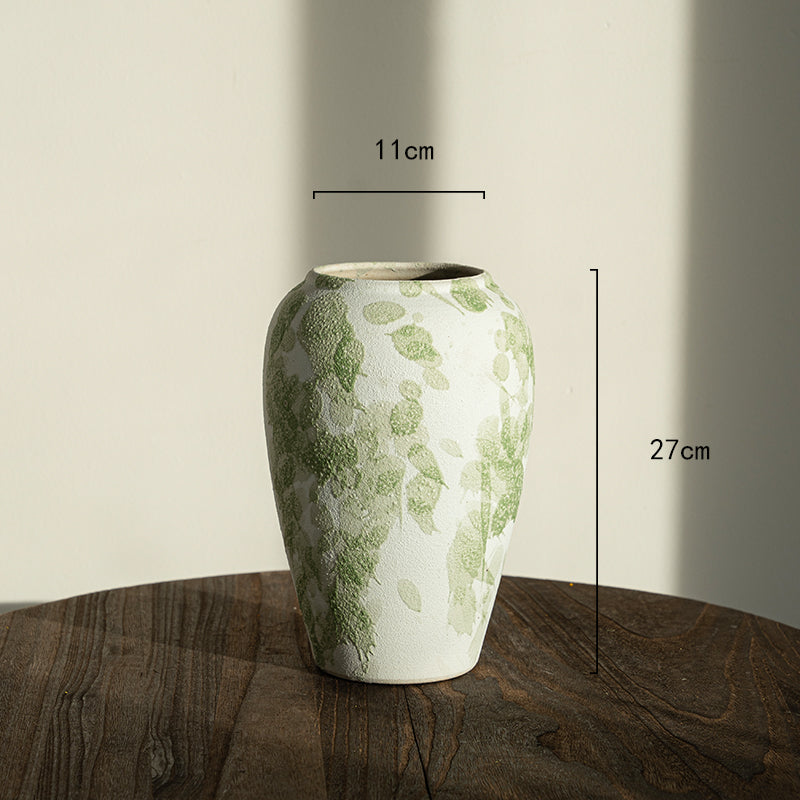 "Moss Garden" Green Splatter Vase | Artisan Wabi-Sabi Decor