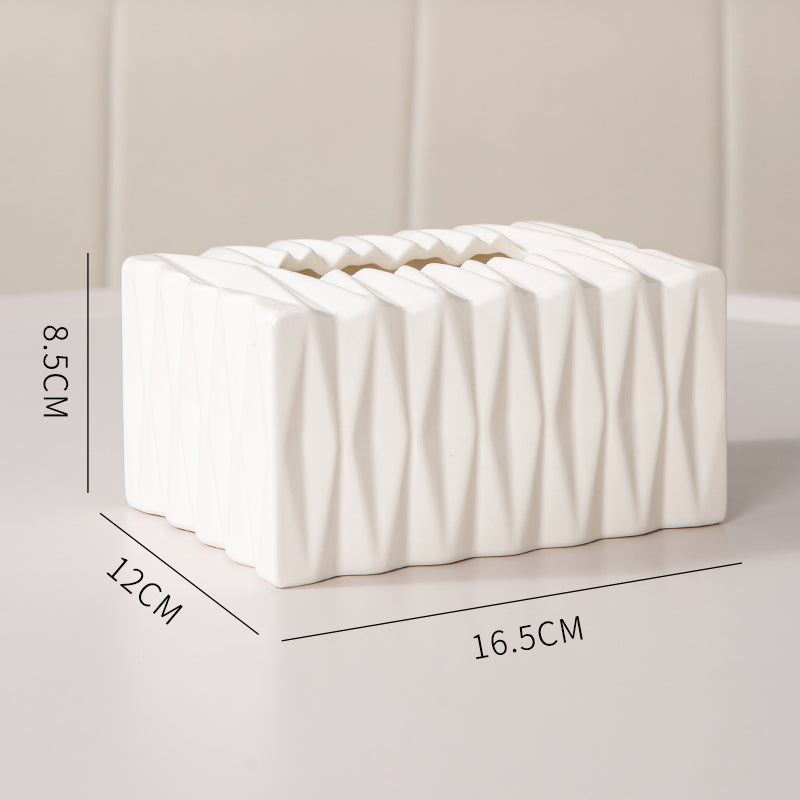 Faceted Geometric Tissue Box | Modern Prism Decor