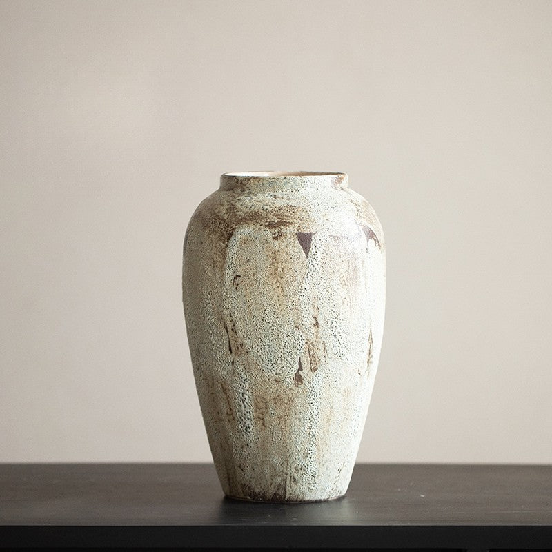 Rustic Cream Wabi-Sabi Vase | Artisan Reactive Glaze Pottery