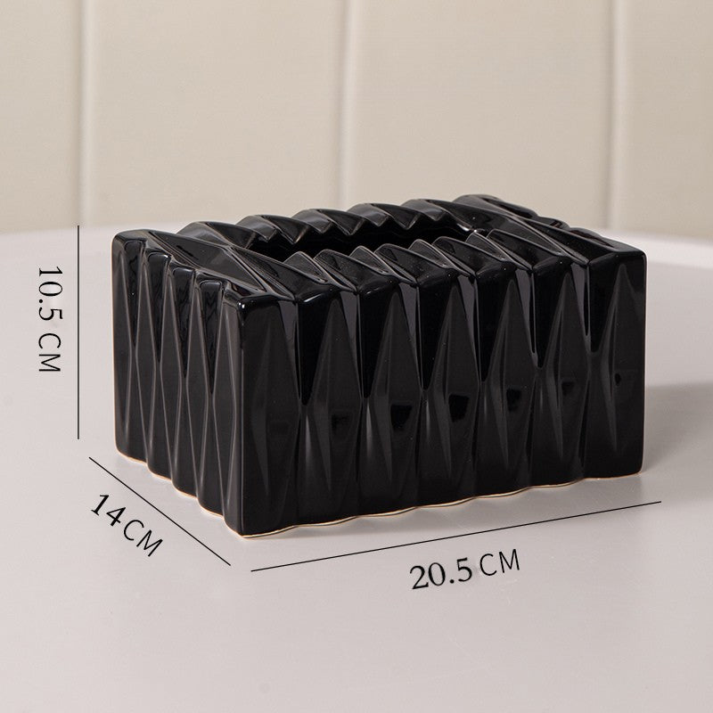 Faceted Geometric Tissue Box | Modern Prism Decor