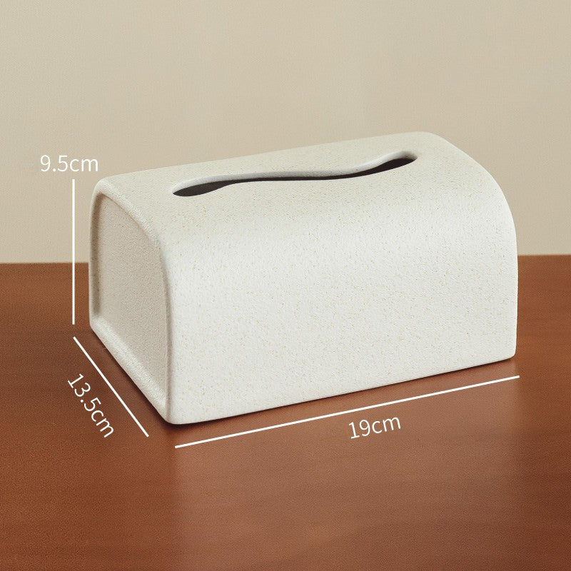 Textured White Tissue Box Cover | Modern Matte Ceramic Decor