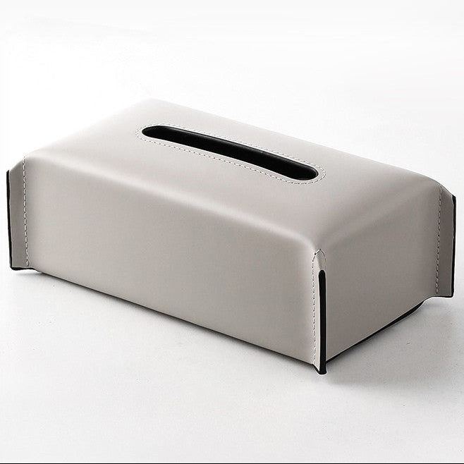 Beige tissue box cover on a white background with 'Modern Decoration' text.