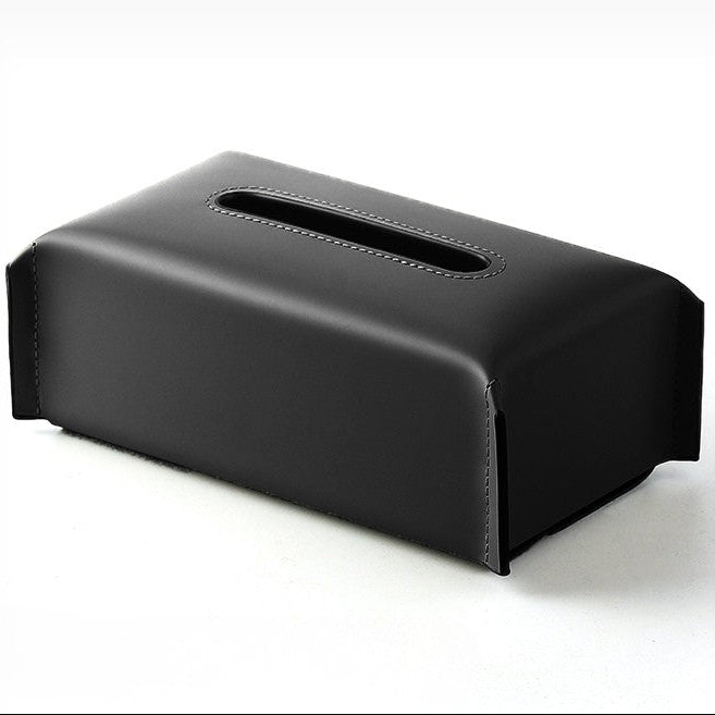 Black tissue box cover on a white background with 'Modern Decoration' branding.