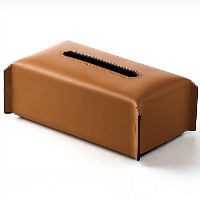 Brown tissue box cover on a white background with 'Modern Decoration' text.