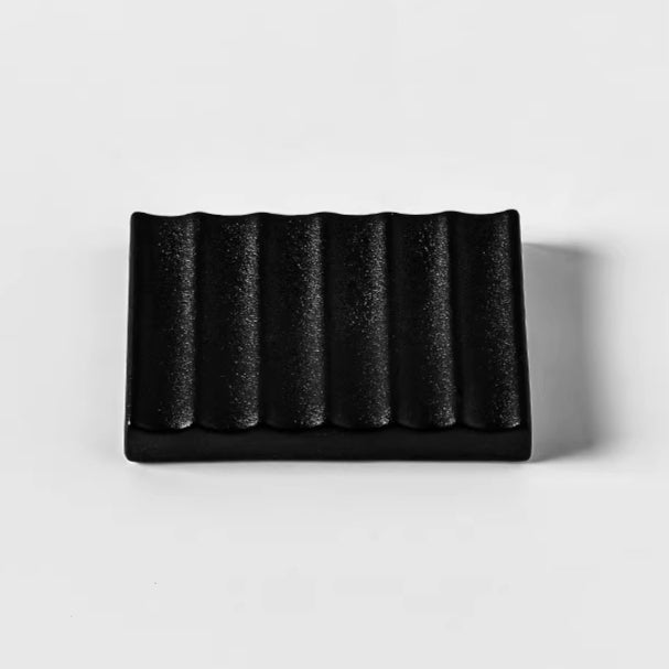 Architectural Wave Ceramic Soap Dish | Matte Stone Texture Tray