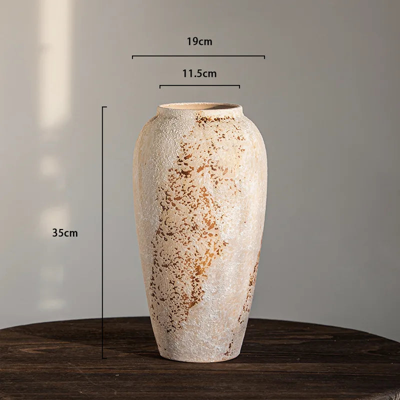 Rustic Wabi-Sabi Ceramic Vase | Distressed Mediterranean Decor