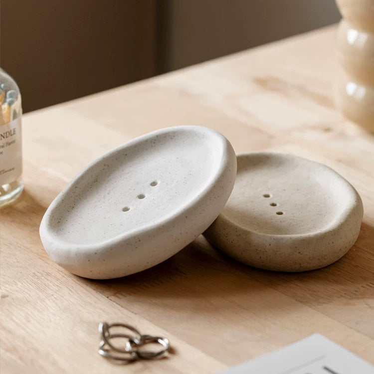 Organic Pebble Ceramic Soap Vessel | Sculptural Minimalist Decor