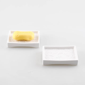 Botanische Relief Keramik Seifenschale | Minimalistische geschwungene Silhouette