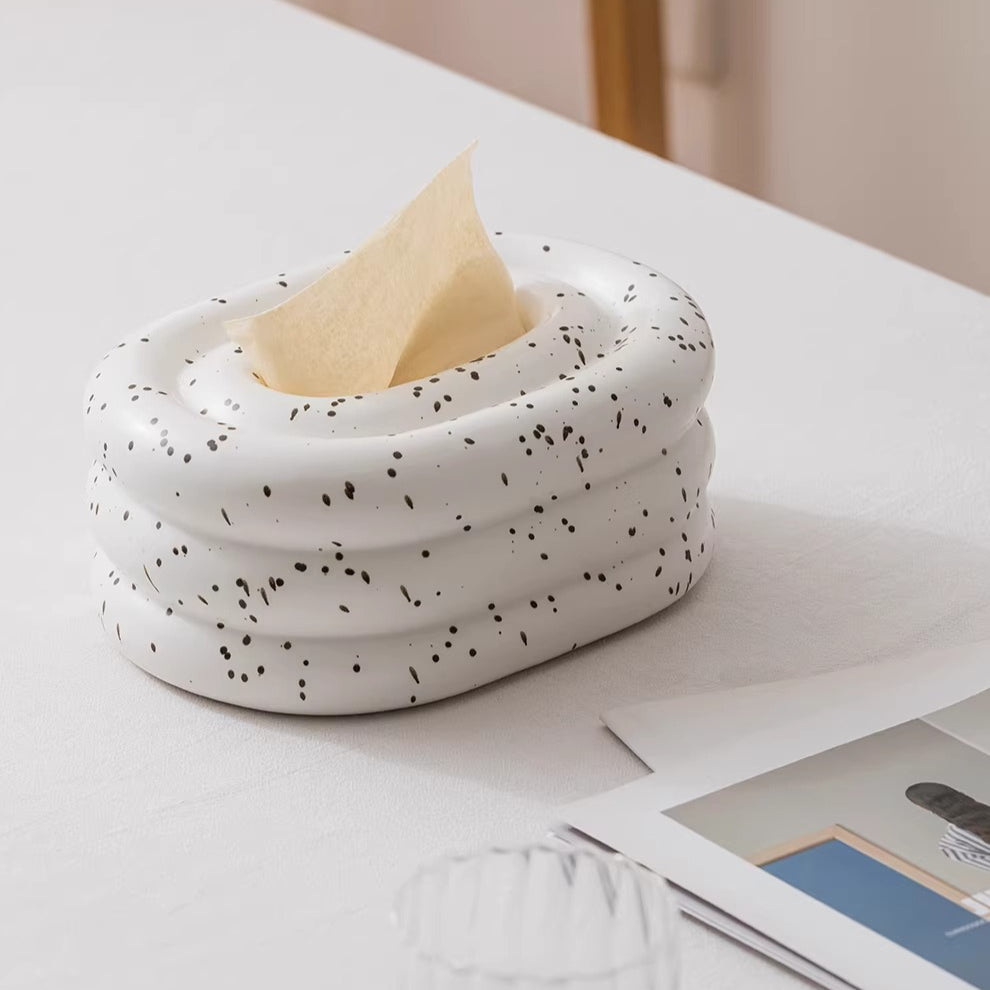 Chubby Tiered Ceramic Tissue Box | Sculptural Marshmallow Decor