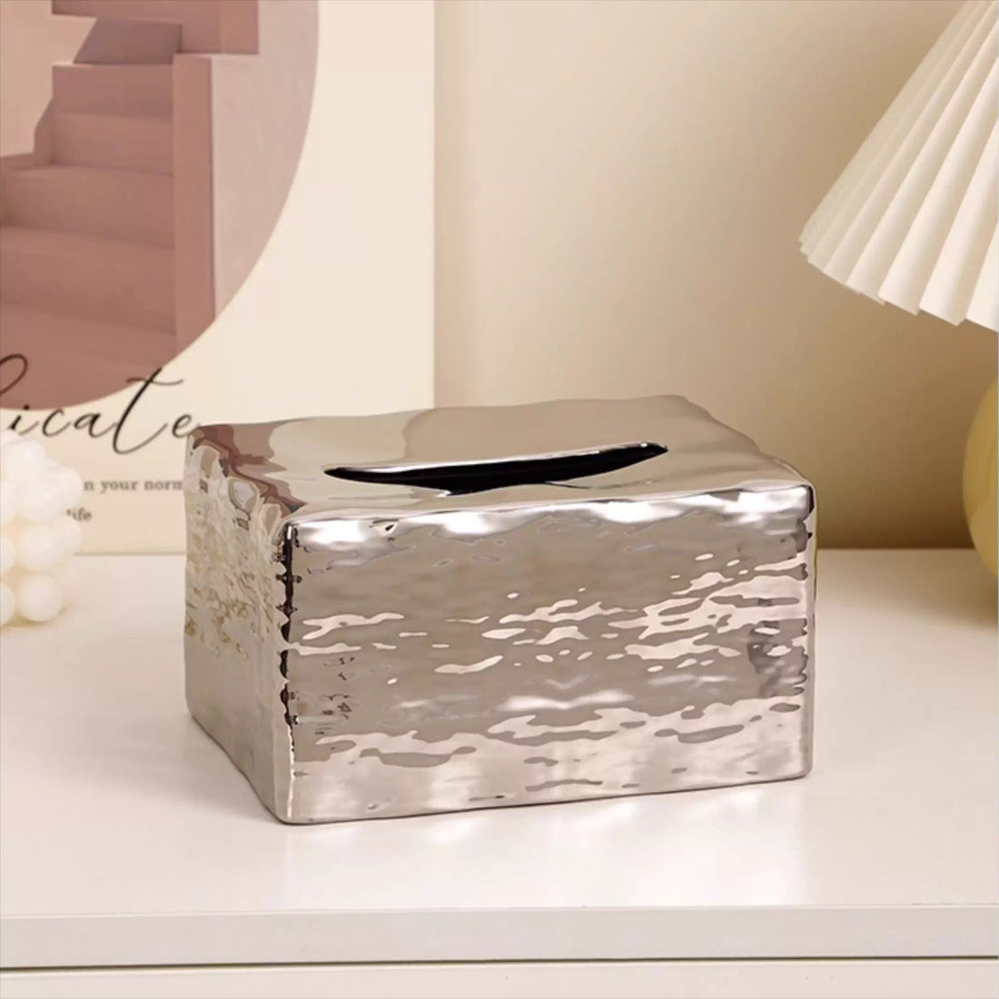 Boîte à mouchoirs en céramique sculpturale fondante | Décor avant-gardiste