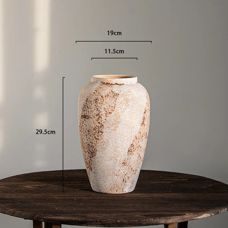 Rustic Wabi-Sabi Ceramic Vase | Distressed Mediterranean Decor