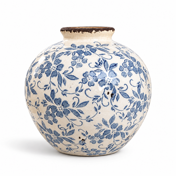 French Country Blue & White Vase – full view