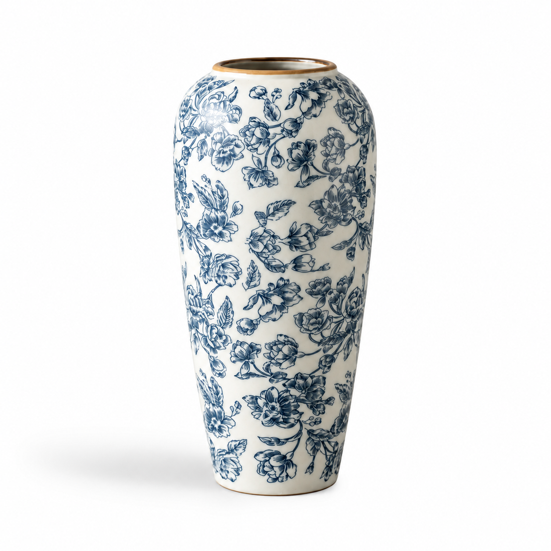 "The Willow Garden" Collection | Blue & White Chinoiserie Vases – Large (Tall Urn - 12.6") – full view