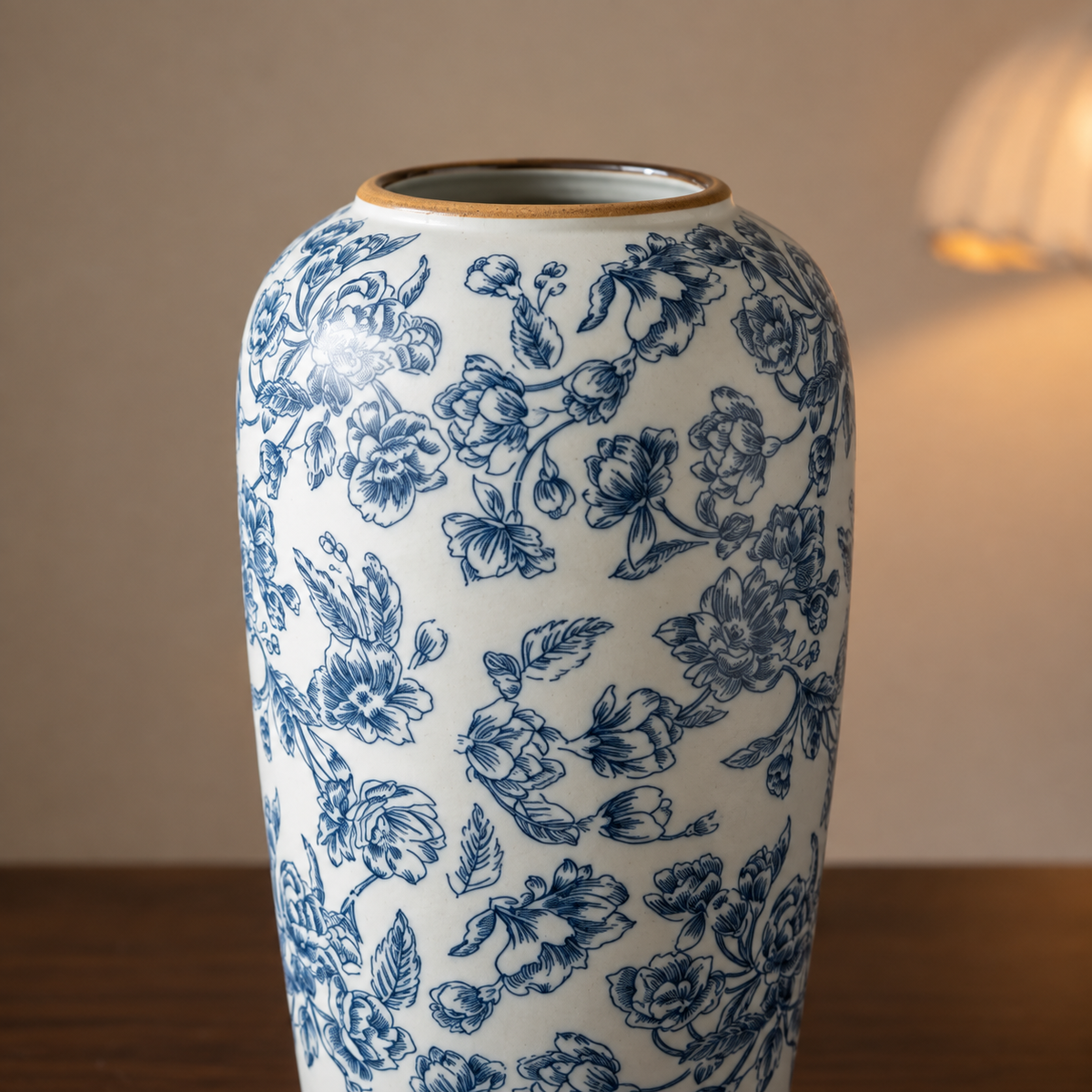 "The Willow Garden" Collection | Blue & White Chinoiserie Vases – Large (Tall Urn - 12.6") – decorative detail
