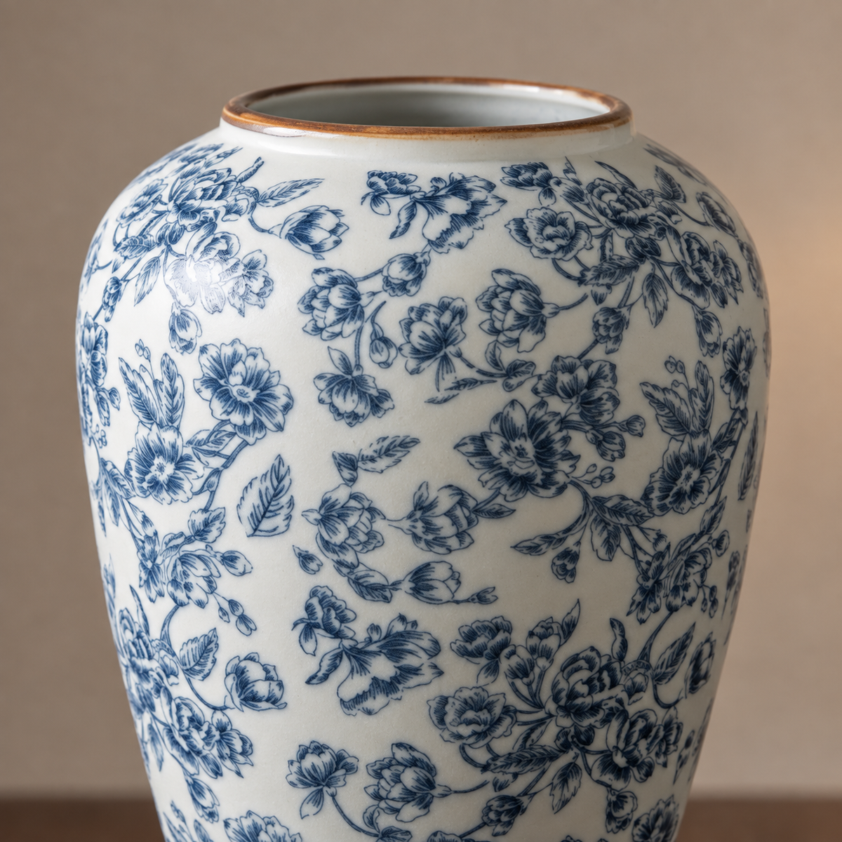 "The Willow Garden" Collection | Blue & White Chinoiserie Vases – Medium (Temple Jar - 10.2") – decorative detail
