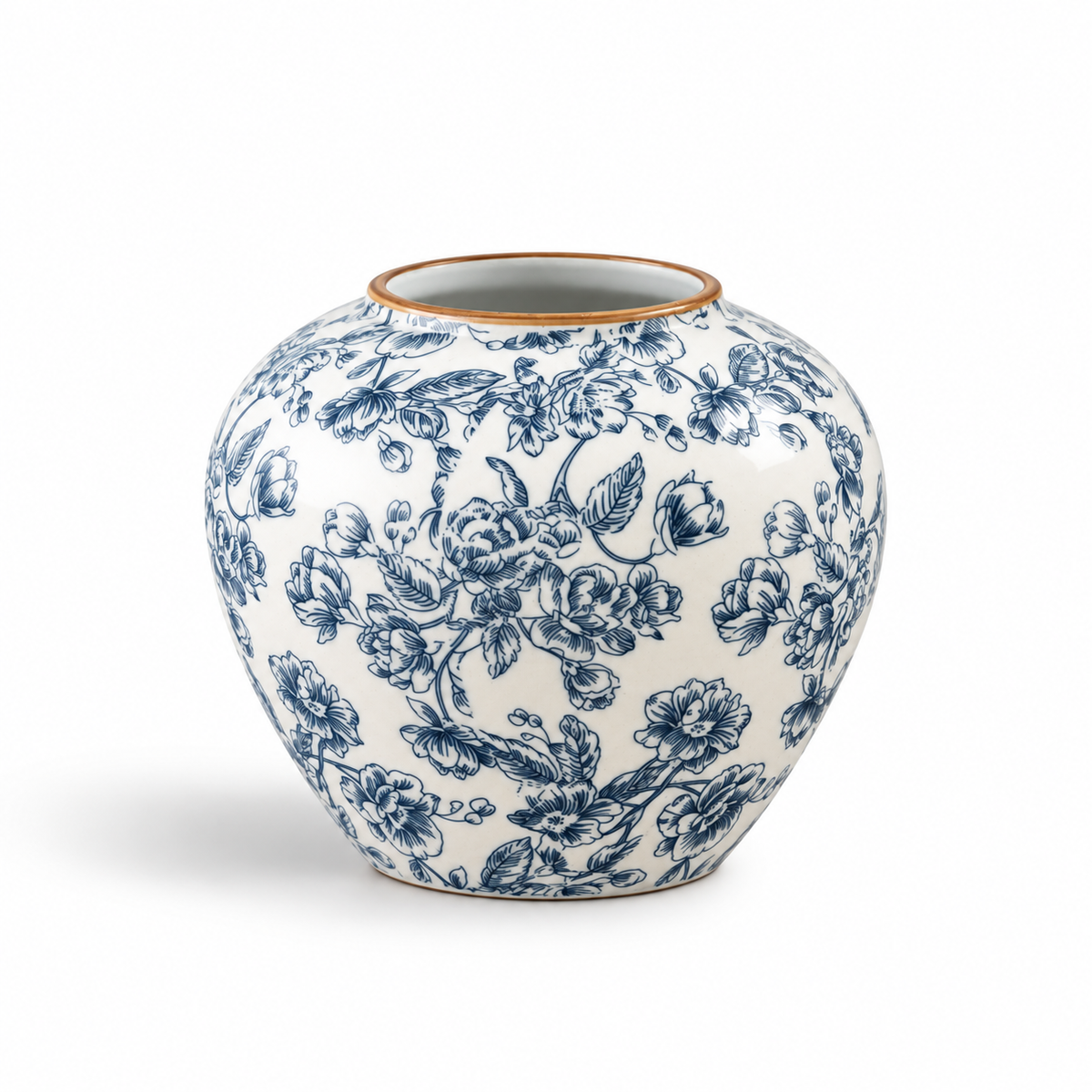 "The Willow Garden" Collection | Blue & White Chinoiserie Vases – Small (Ginger Jar - 7.1") – full view