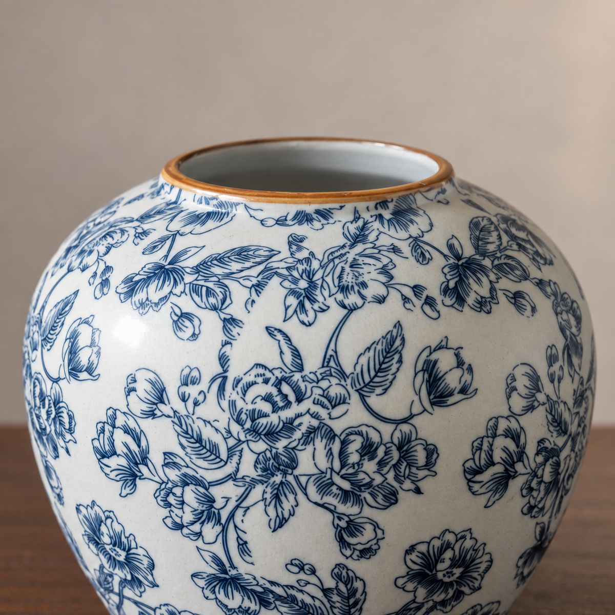 "The Willow Garden" Collection | Blue & White Chinoiserie Vases – Small (Ginger Jar - 7.1") – decorative detail