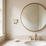 12 cm Large Lotus Bloom ceramic wall flower with golden yellow accent styled in a warm neutral interior.