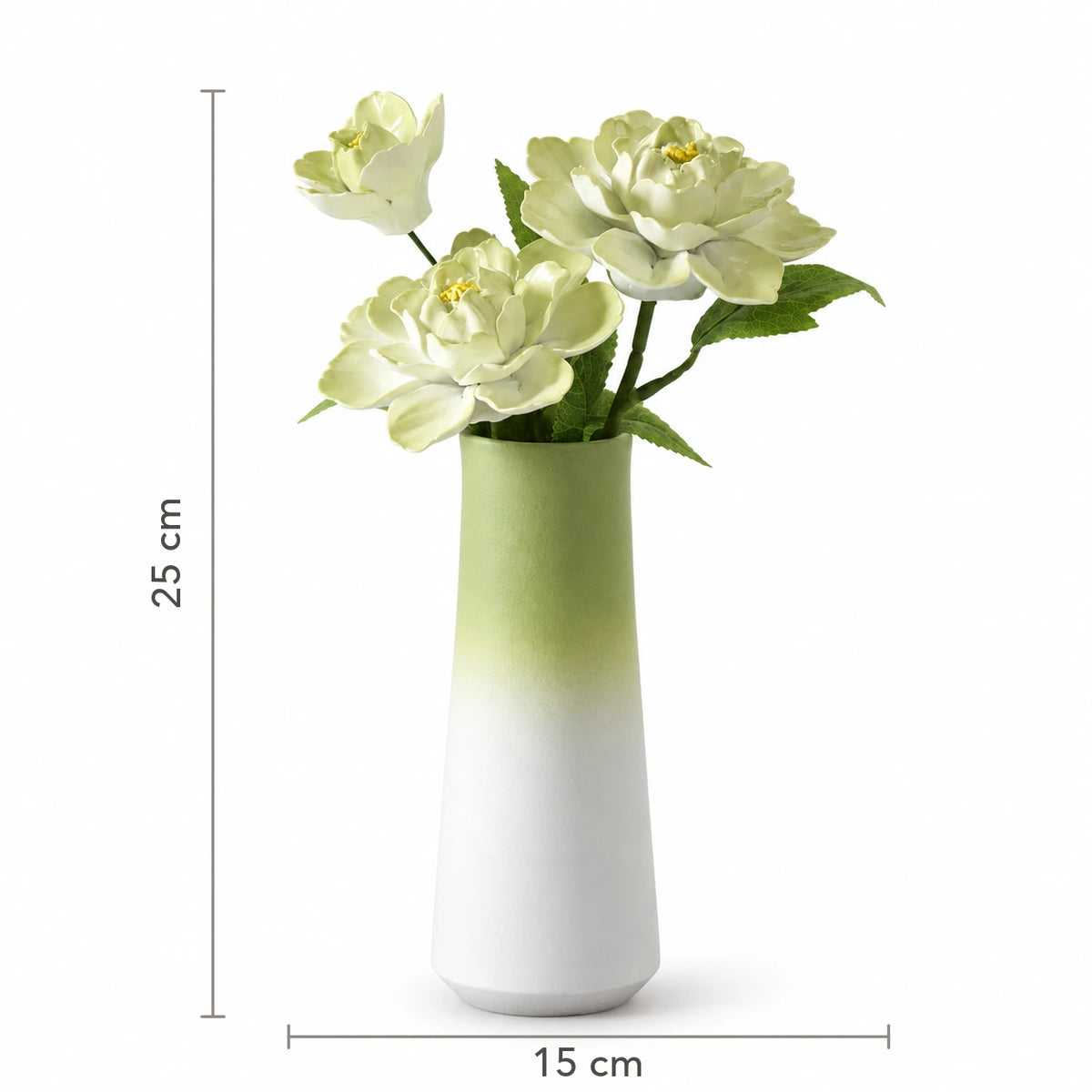 Maßbild des Arrangements: 15 cm breit und 25 cm hoch.