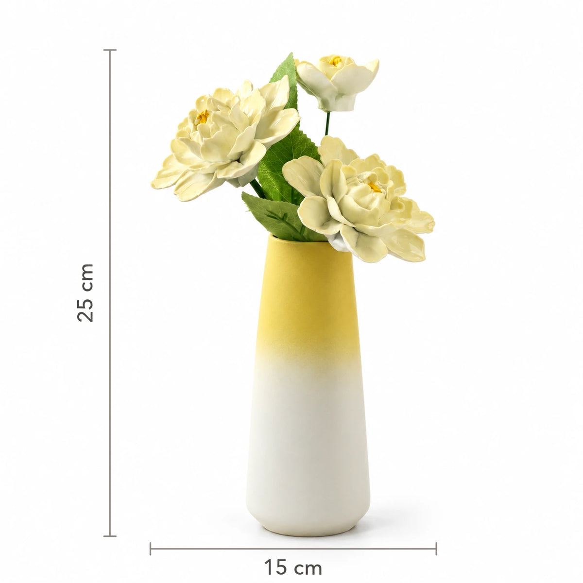 Arrangement size diagram: 15 cm wide and 25 cm high.