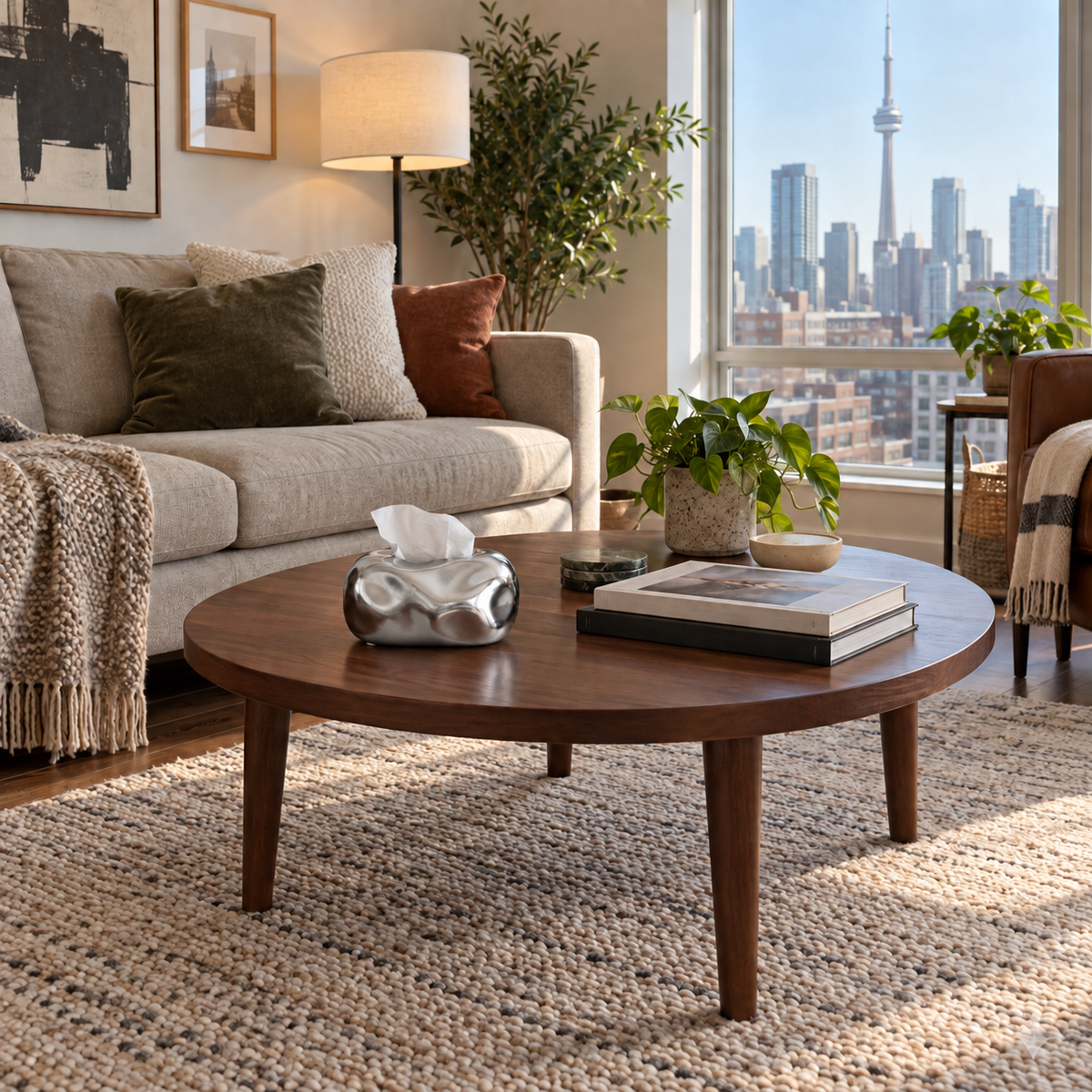 Silver bubble tissue cover on furniture in a Toronto living room.