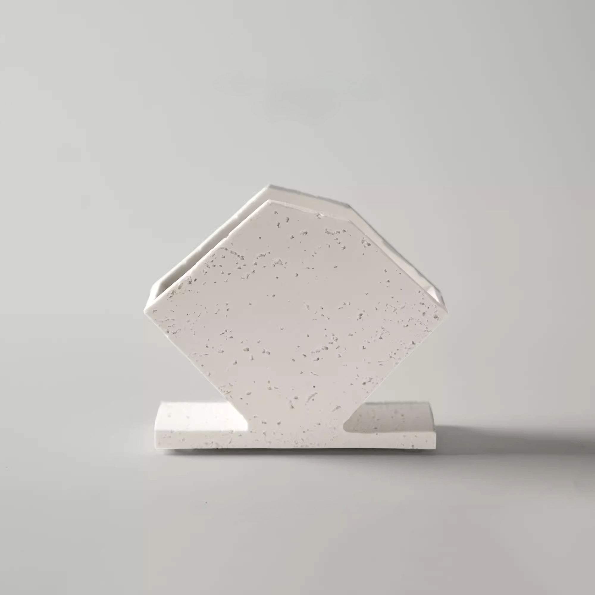 Architectural Geometric Ceramic Napkin Holder | Speckled Stone Texture Stand