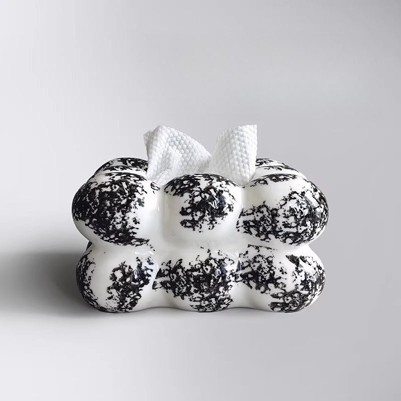 Ink Splatter Bubble Ceramic Tissue Box Cover | Modern Art Decor