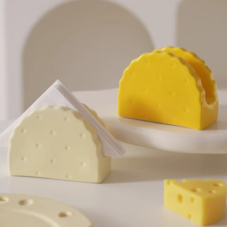 Porte-serviettes en céramique fantaisie inspiré de la nourriture | Art de table fromage & crackers