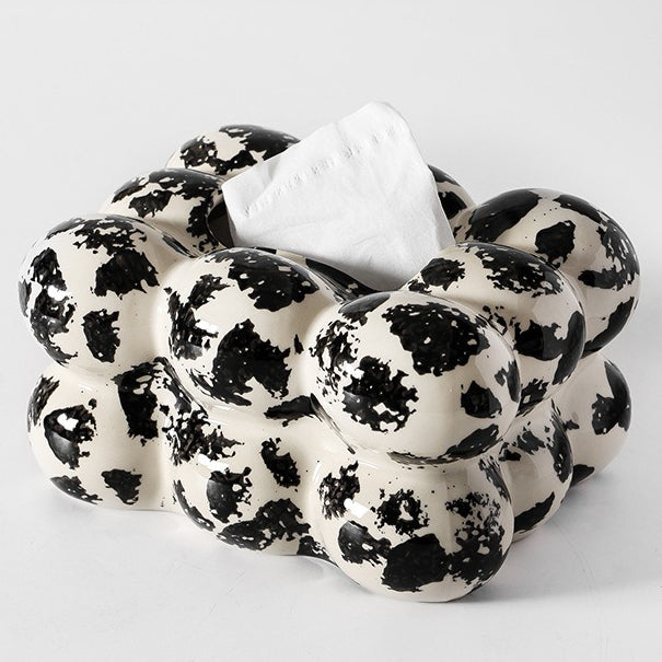 Ink Splatter Bubble Ceramic Tissue Box Cover | Modern Art Decor