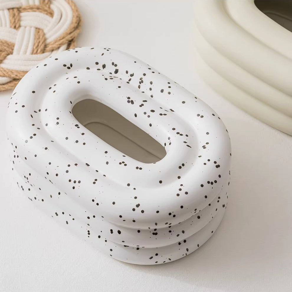 Chubby Tiered Ceramic Tissue Box | Sculptural Marshmallow Decor