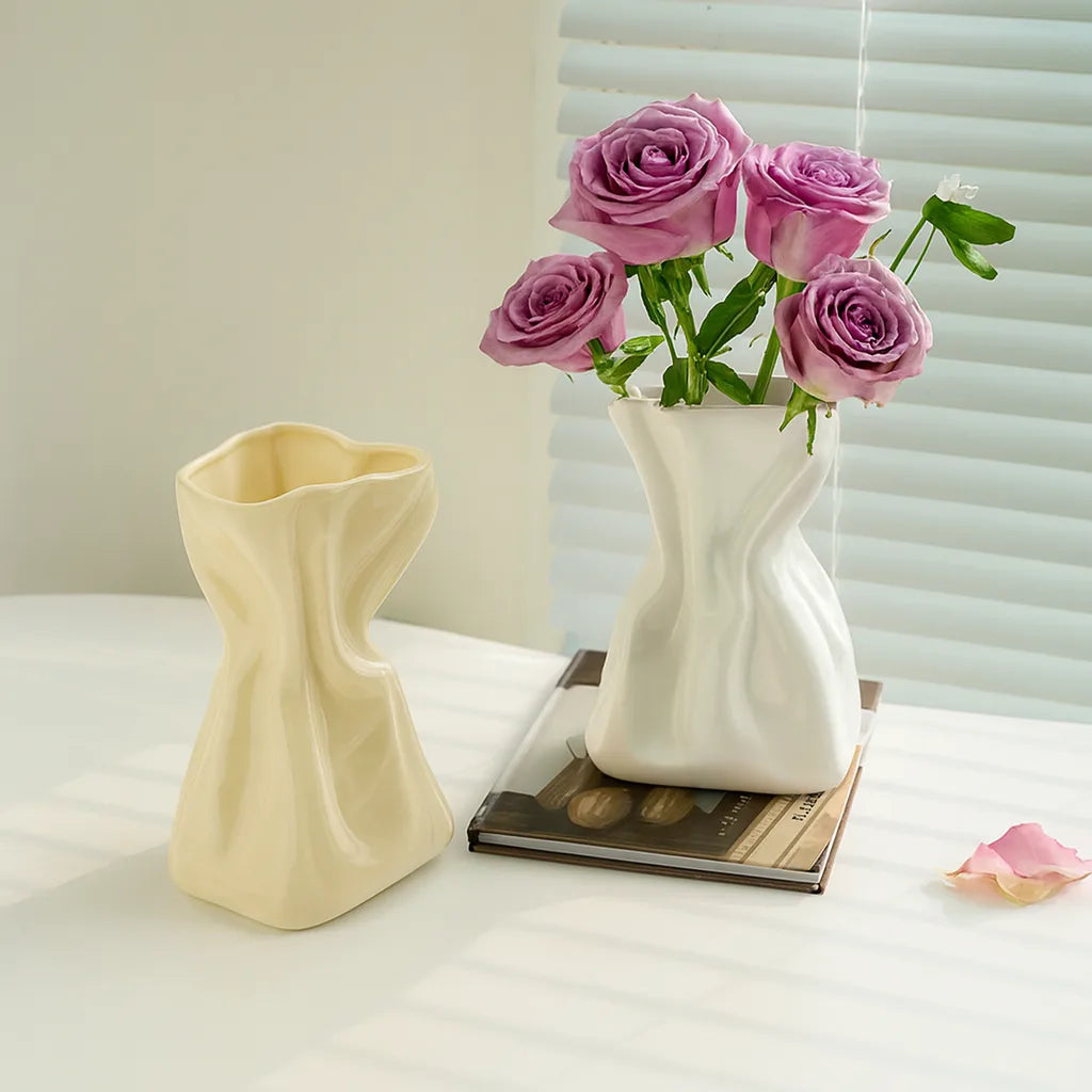 Crinkle Paper Bag Vase | Ceramic Art Sculpture