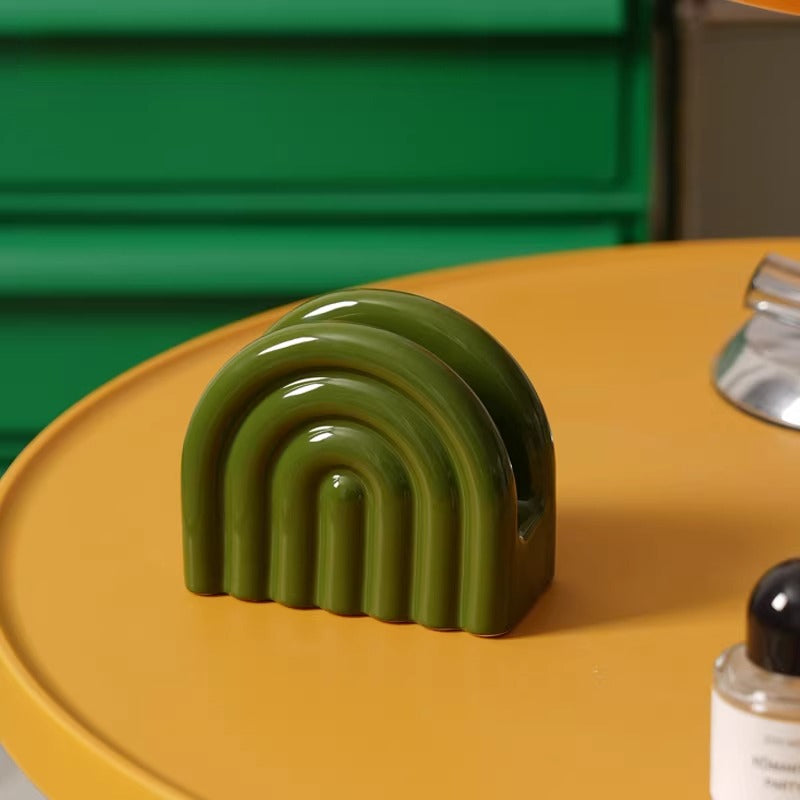 Mid-Century Modern Rainbow Ceramic Holder | Coffee Filter & Napkin Stand