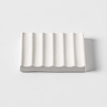 Architectural Wave Ceramic Soap Dish | Matte Stone Texture Tray