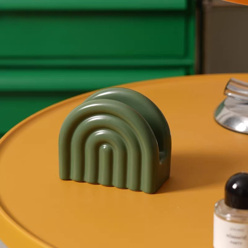 Mid-Century Modern Rainbow Ceramic Holder | Coffee Filter & Napkin Stand