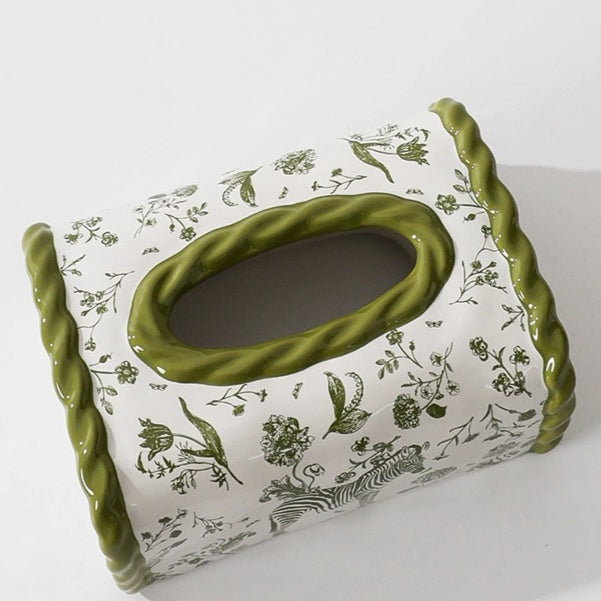 Zebra Motif Ceramic Tissue Box Cover